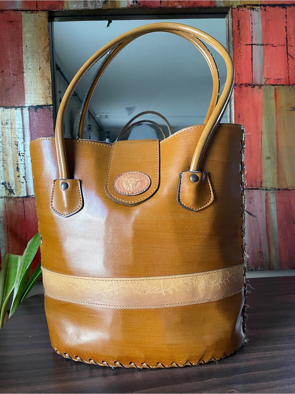 Classic Tan Leather Tote Bag - Bokung Collection
